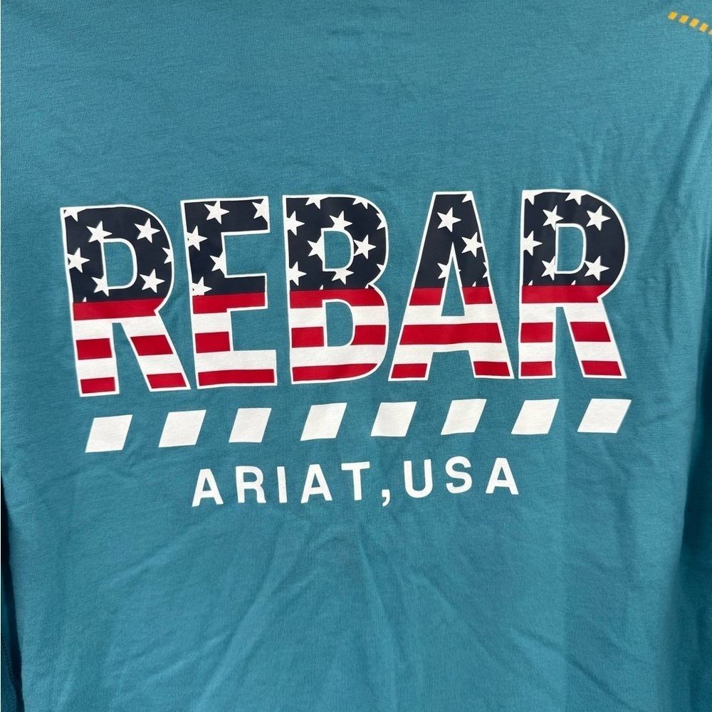 Ariat Rebar Work Shirt Womens M Blue V Neck Graphic Back - Picture 5 of 6